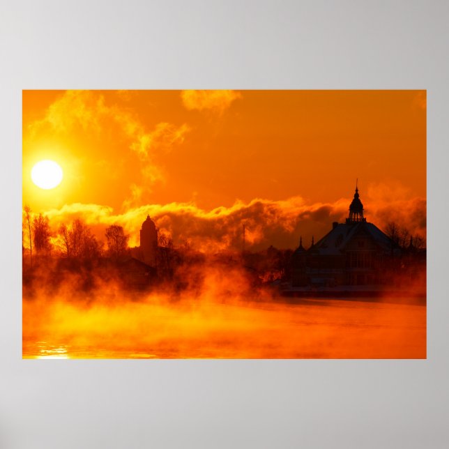 Morgensonnenaufgang in Helsinki Poster (Vorne)