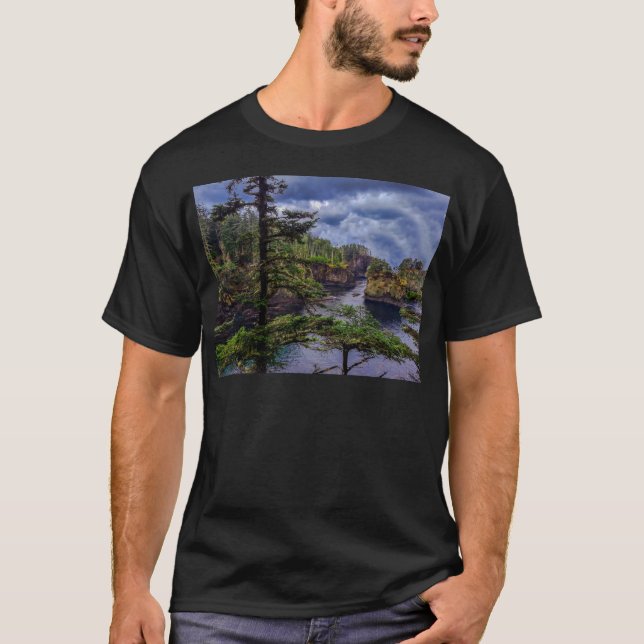 Morgensonnenaufgang olympische Halbinsel Cape Flat T-Shirt (Vorderseite)