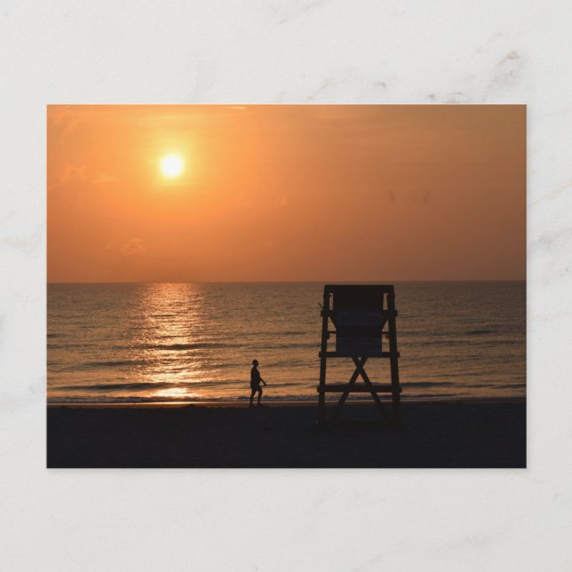 Morgenspaziergang am Strand Postkarte (Vorderseite)