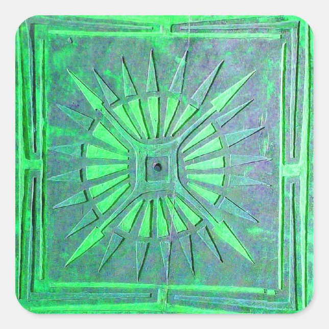 MORGENSTAR, blau, hell, grün Quadratischer Aufkleber (Vorderseite)