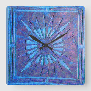 MORGENSTAR , Lila blau Quadratische Wanduhr