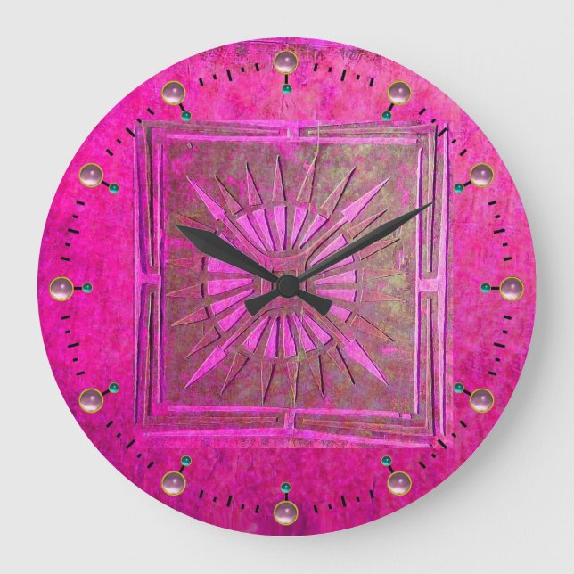 MORGENSTAR , Pink Fuchsia Lila Große Wanduhr (Vorderseite)