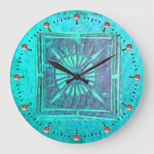MORGENSTAR , rosa Aquamarin, Aqua blau Große Wanduhr