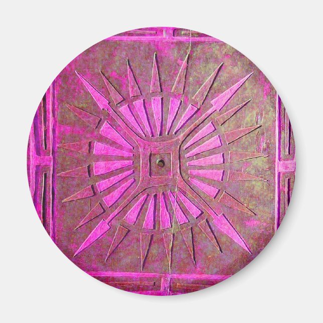 MORGENSTAR Rosa, Fuchsienschwarz, Monogramm Magnet (Vorne)