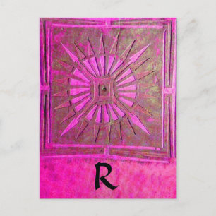MORGENSTAR Rosa, Fuchsienschwarz, Monogramm Postkarte