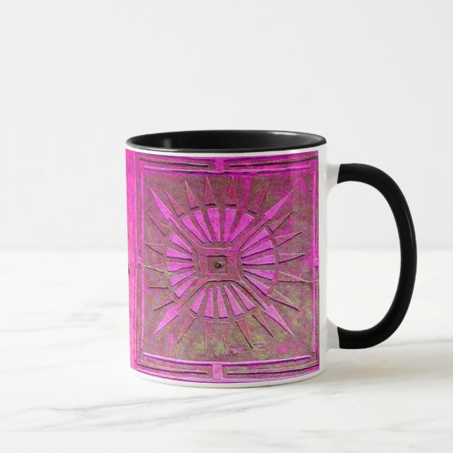 MORGENSTAR Rosa, Fuchsienschwarz, Monogramm Tasse (Rechts)