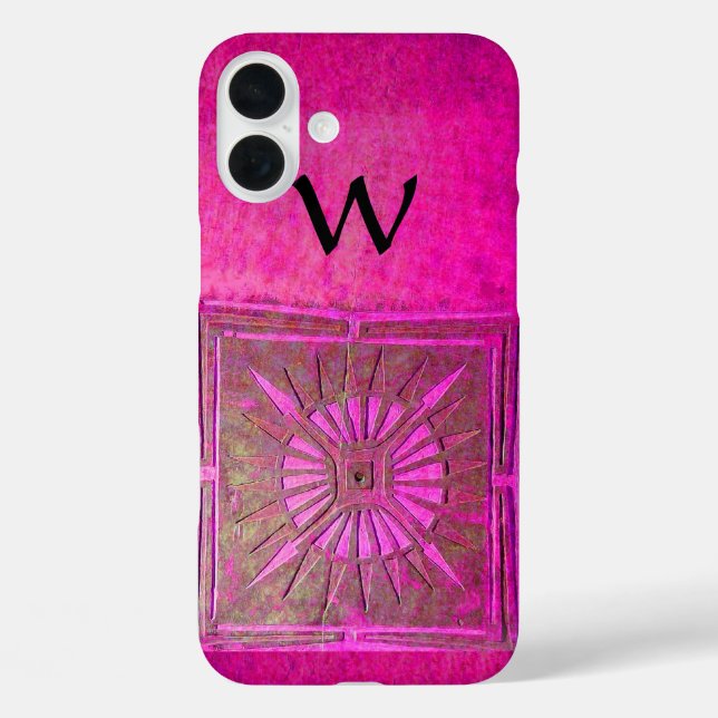MORGENSTAR , rosa, schwarz, Fuchsia Monogramm Case-Mate iPhone Hülle (Rückseite)