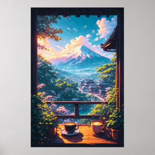 Morgenstille über Fuji Poster