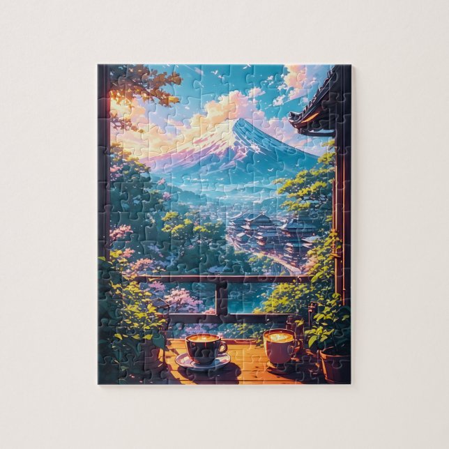 Morgenstille über Fuji Puzzle (Vertikal)