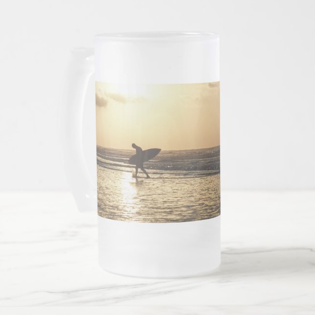 Morgensurfer Mattierte Glasbierbläser Tasse (Vorderseite Links)