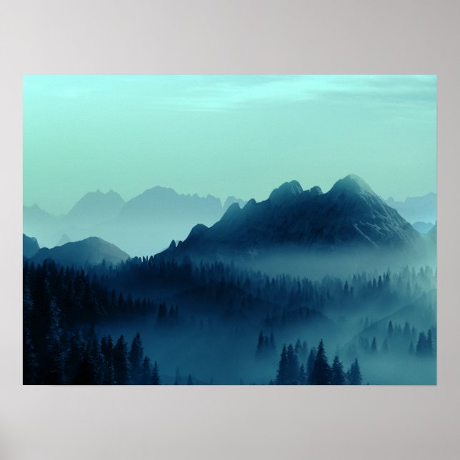 MORGENTAU BLAUE BERGE POSTER (Vorne)