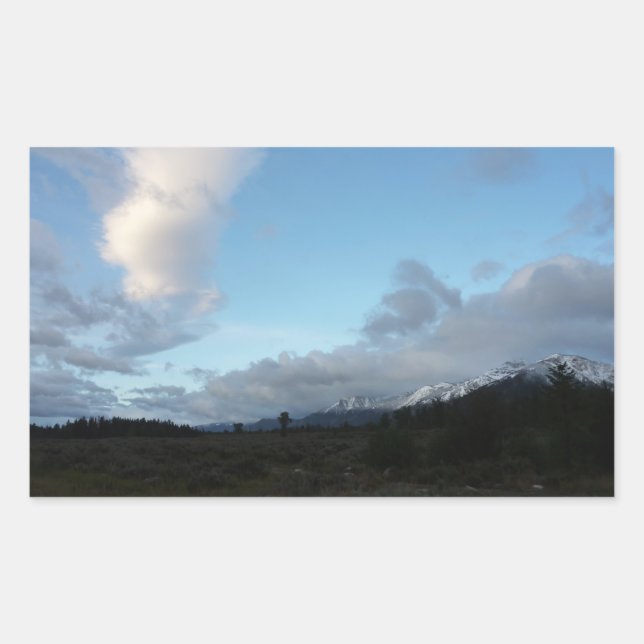 Morgenwolken im Grand Teton Nationalpark Rechteckiger Aufkleber (Vorderseite)