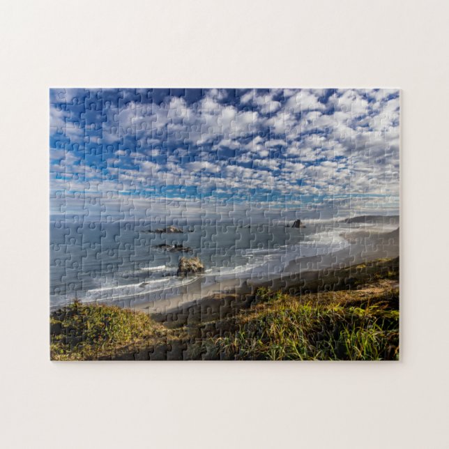 Morgenwolken und Nebel am Strand Puzzle (Horizontal)
