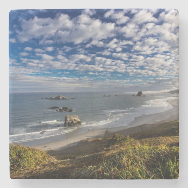 Morgenwolken und Nebel am Strand Steinuntersetzer (Vorderseite)