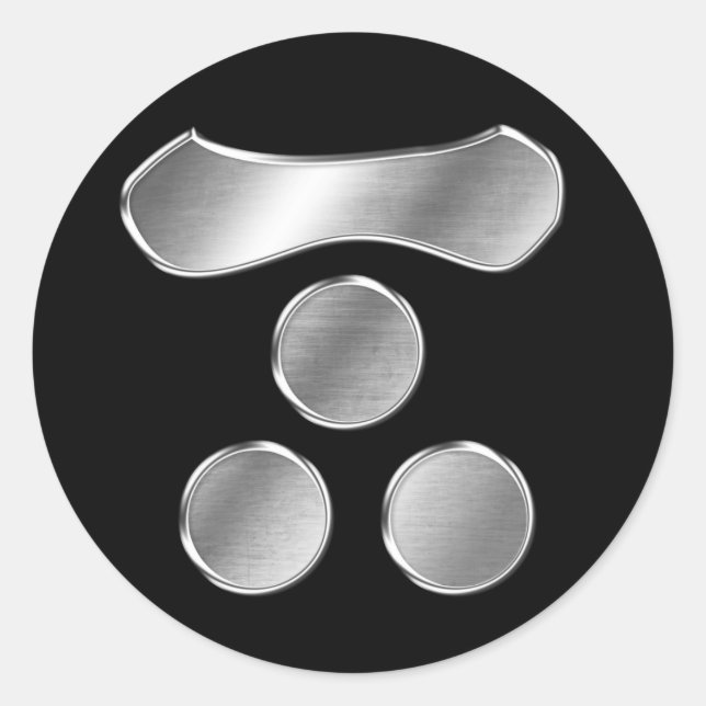 Mori Clan Kamon Silver Chrome Runder Aufkleber (Vorderseite)