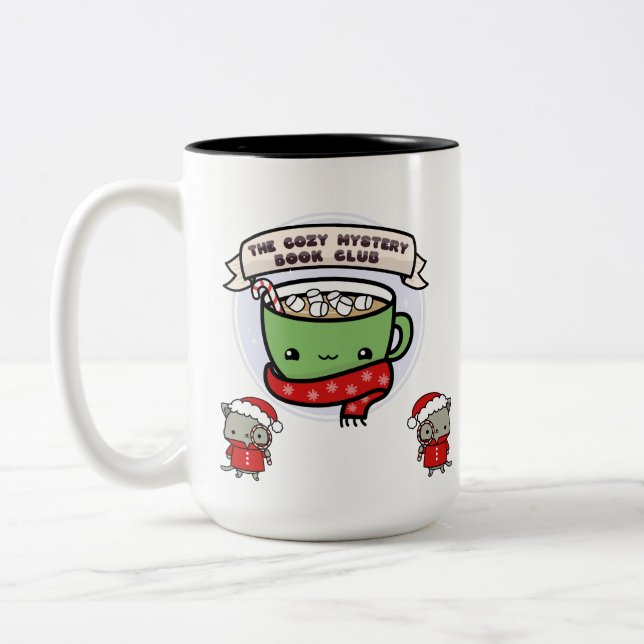 MoriarTEA & Purrlock zu Weihnachten Zweifarbige Tasse (Links)