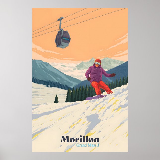 Morillon Snowboarding Reiseplakat Poster (Vorne)
