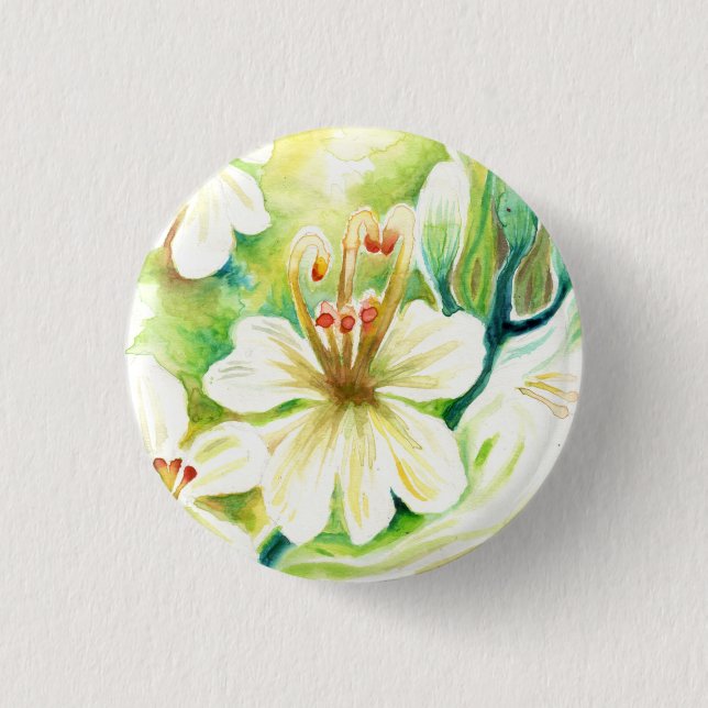 Moringa Blume Button (Vorderseite)
