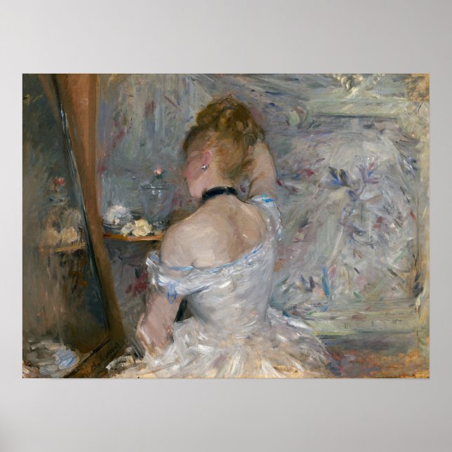 Morisot - Junge Frau auf ihrer Toilette 1880 Poster (Vorne)