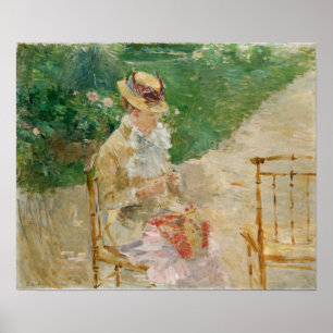 Morisot - Junge Frau Nähen im Garten 1883 Poster