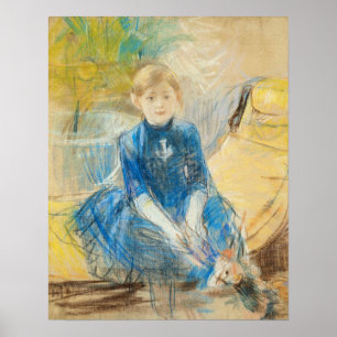 Morisot - Kleines Mädchen in einem blauen Kleid 18 Poster