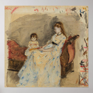 Morisot - Madame Pontillon Tochter auf einem Sofa Poster