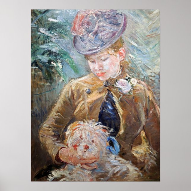Morisot - Mädchen mit Hund Poster (Vorne)