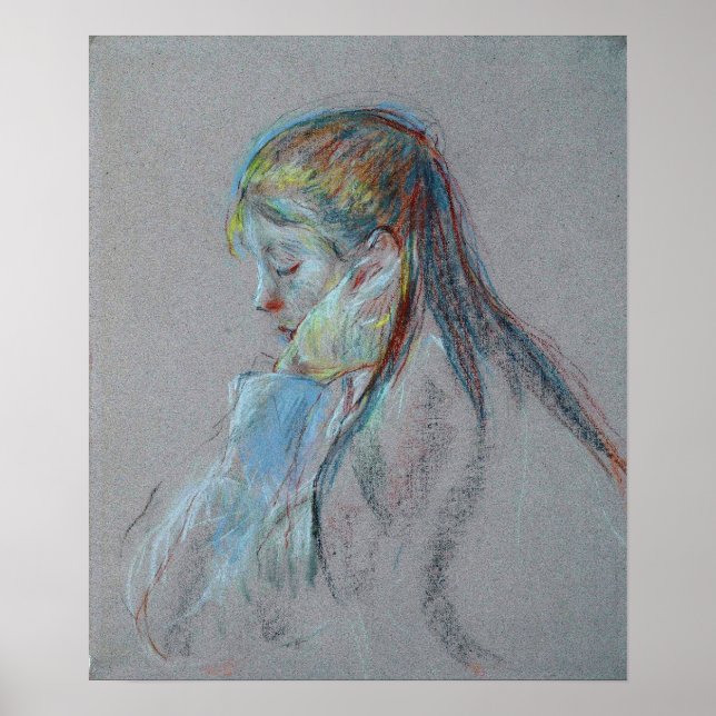 Morisot - Mädchen mit langem Haar 1890 Poster (Vorne)