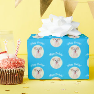 Morkie Blau Geschenkpapier Runde Bilder