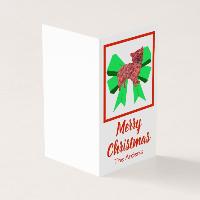 Morkie Christmas Dog & Green Bow Geschenktag (Vorderseite)