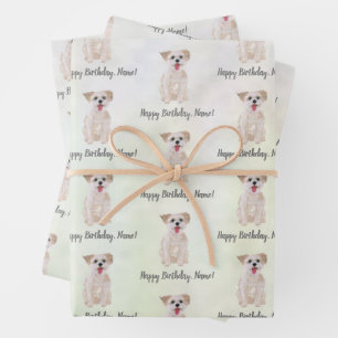 Morkie Dog Birthday Wrapping Paper Geschenkpapier Set