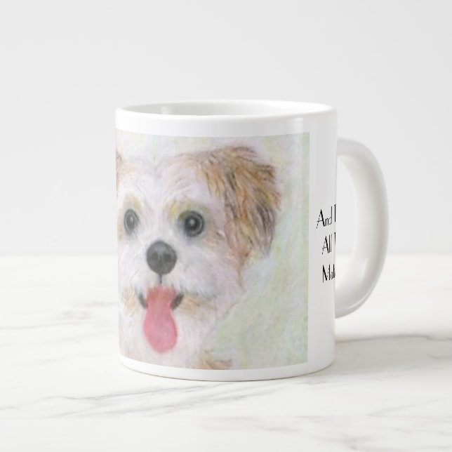 Morkie Dog Nah Up Jumbo-Kaffee-Tasse Jumbo-Tasse (Vorderseite Rechts)