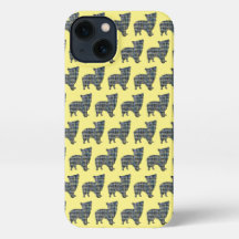 Morkie Dog Niedliche Silhouette Grid Yellow