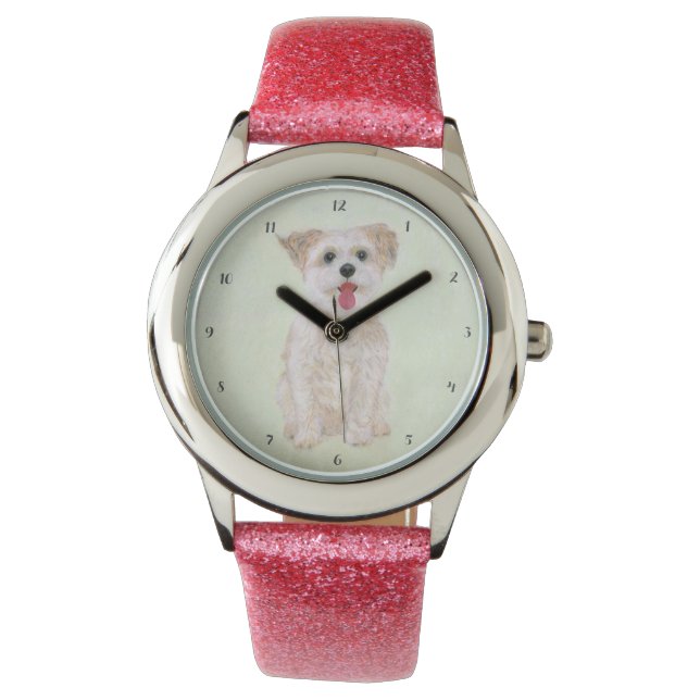 Morkie Dog Pink Watch Armbanduhr (Vorderseite)