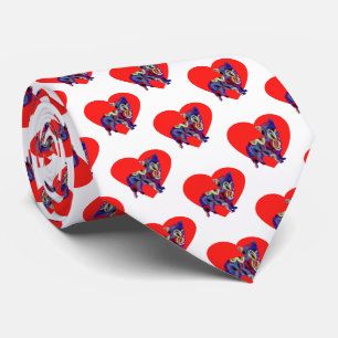 Morkie Dog Silhouette Valentinstag Red Whisse Neck Krawatte