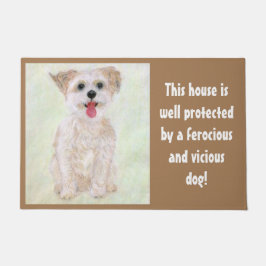 Morkie Funny Guard Dog auf Beige Doormat Fußmatte