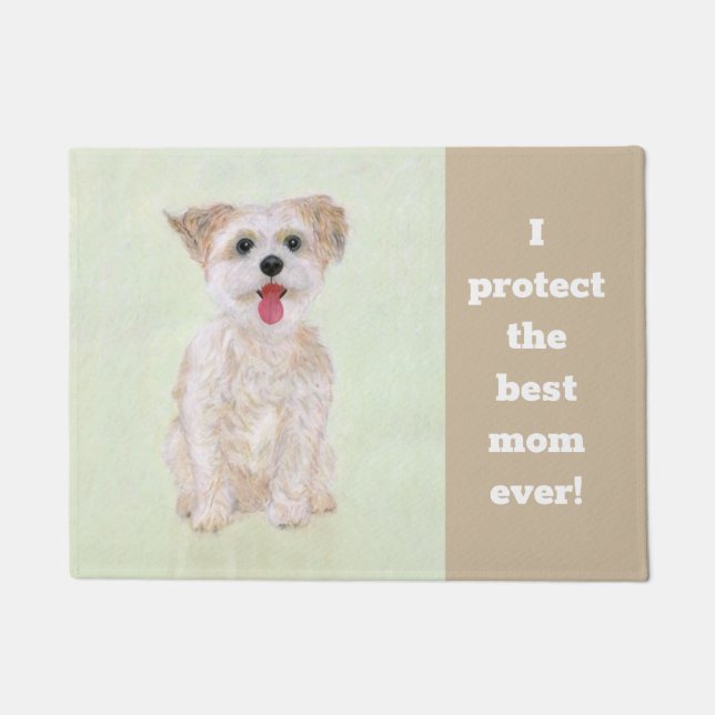 Morkie Funny Guard Dog Large Doormat Fußmatte (Vorderseite)