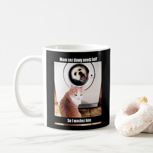 Morkie Hundekatze Meme lustige Spaß-Schalen-Tasse Tasse (Mit Donut)