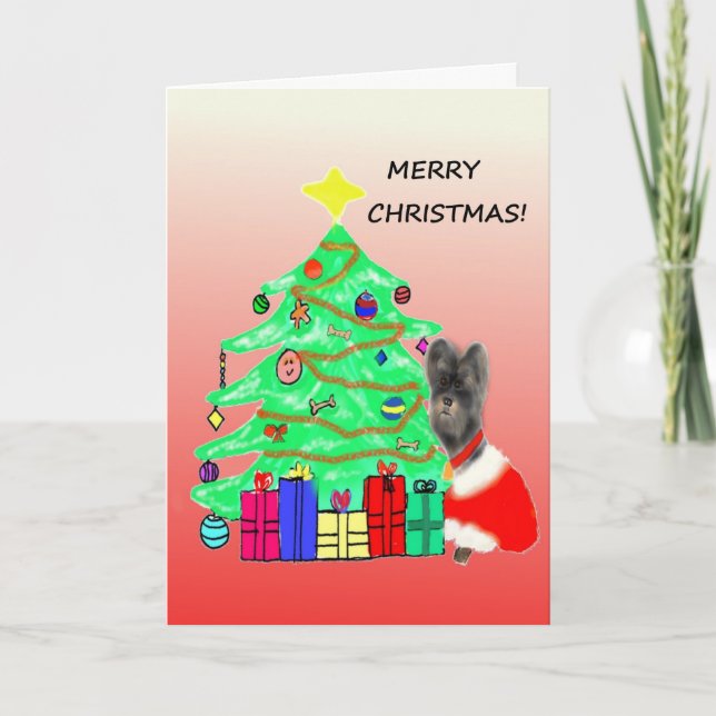 Morkie Hundeweihnachtskarte Feiertagskarte (Vorderseite)