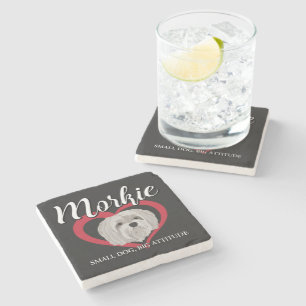 Morkie - Kleiner Hund, große Attitüde - 3 Steinuntersetzer
