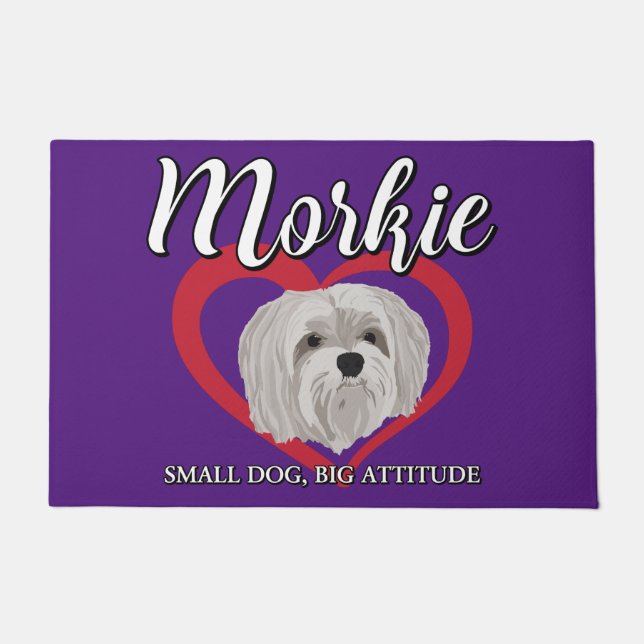 Morkie - Kleiner Hund, große Höhe - 3 Fußmatte (Vorderseite)