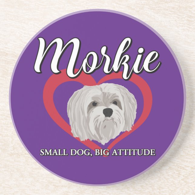 Morkie - Kleiner Hund, große Höhe - 3 Getränkeuntersetzer (Vorne)