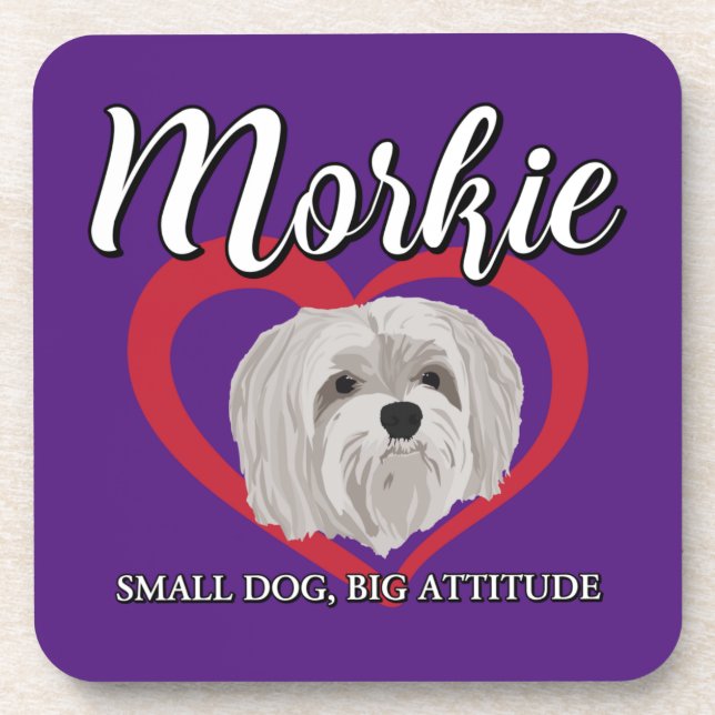 Morkie - Kleiner Hund, große Höhe - 3 Getränkeuntersetzer (Vorderseite)