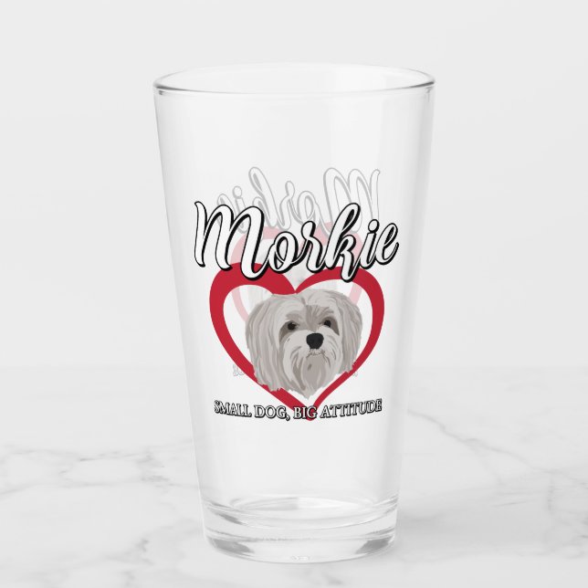 Morkie - Kleiner Hund, große Höhe - 3 Glas (Vorderseite)