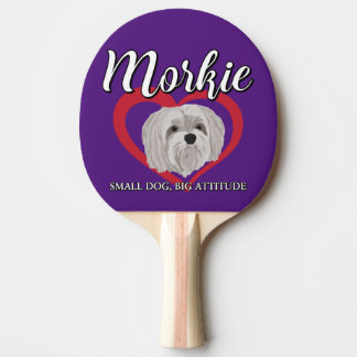 Morkie - Kleiner Hund, große Höhe - 3 Tischtennis Schläger