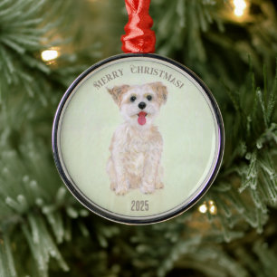 Morkie Premium Round Ornament Aus Metall
