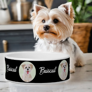 Morkie Schwarze Pet-Schale Runde Abbildung Napf