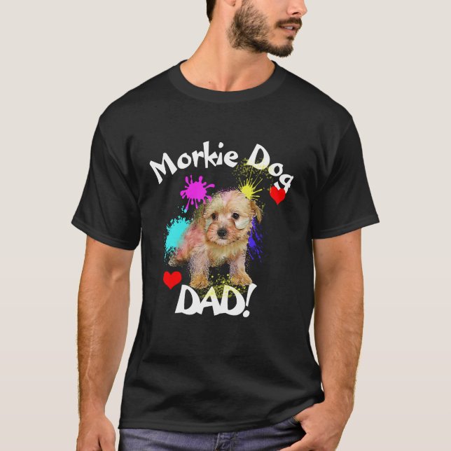 Morkie Vater Dog Lover Bester Vater je T-Shirt (Vorderseite)