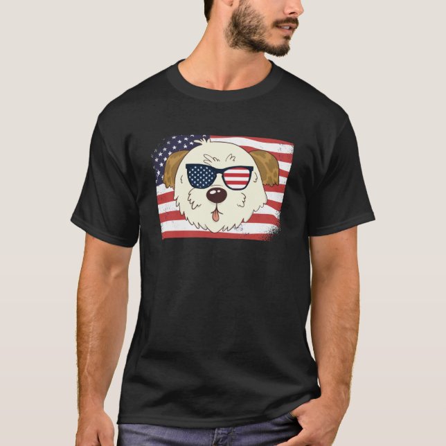 Morkie Vater & Mama American Flag 4. Juli USA Mo T-Shirt (Vorderseite)