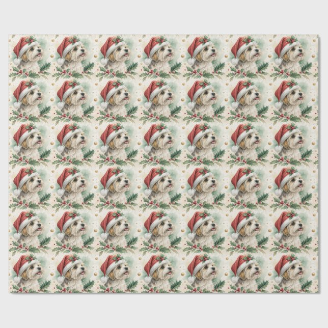 Morkie-Weihnachtspapier Geschenkpapier (Flach)